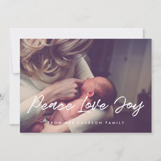 平和 愛 喜び モダン タイポグラフィー フォト シーズンカード (正面)