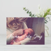 平和 愛 喜び モダン タイポグラフィ フォト シーズンカード (スタンド正面)