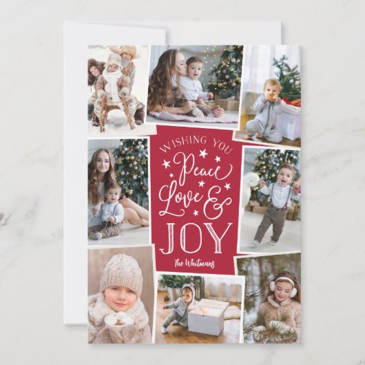平和、愛、喜び |写真数々のコラージュ シーズンカード (正面)