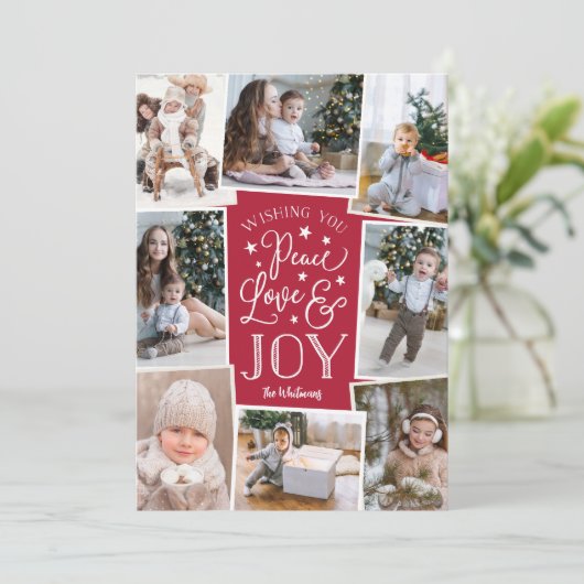 平和、愛、喜び |写真数々のコラージュ シーズンカード (スタンド正面)