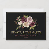 平和 愛 喜び 冬の花束 ブラック シーズンカード (正面)