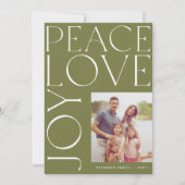 平和 愛 喜び 家族写真 緑のクリスマス シーズンカード (正面)