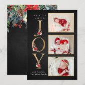 平和 愛 喜び 祝祭的な冬の花と実の写真 シーズンカード (正面/裏面)