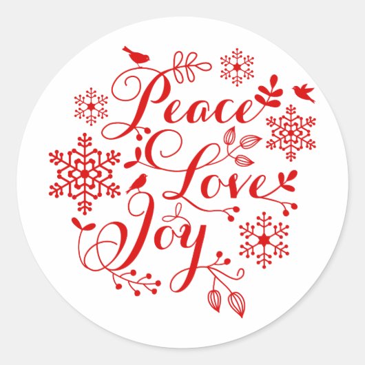 平和、愛、喜び、聖降誕祭 ラウンドシール (正面)