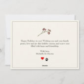 平和 愛 喜び 赤い実と緑の植物のペット写真 シーズンカード (裏面)