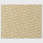 平和、愛、喜び |金ゴールドとホワイトクリスマス ラッピングペーパー (フラット)