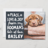 平和 愛 & 喜び 面白い 現代のペット カスタム フォト シーズンカード (正面)