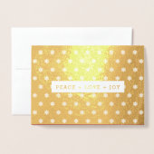 平和+愛+喜。高級クリスマス企業の 箔カード (封筒付き正面)