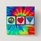 平和、愛、孔雀 缶バッジ (正面)