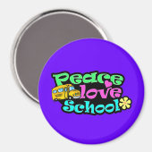 平和、愛、学校；レトロ マグネット (正面/裏面)