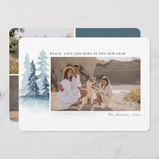 平和 愛 希望 | クリスマスのホリデー フォト カード (正面/裏面)