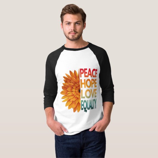 平和 愛 希望 平等 Tシャツ (正面フル)