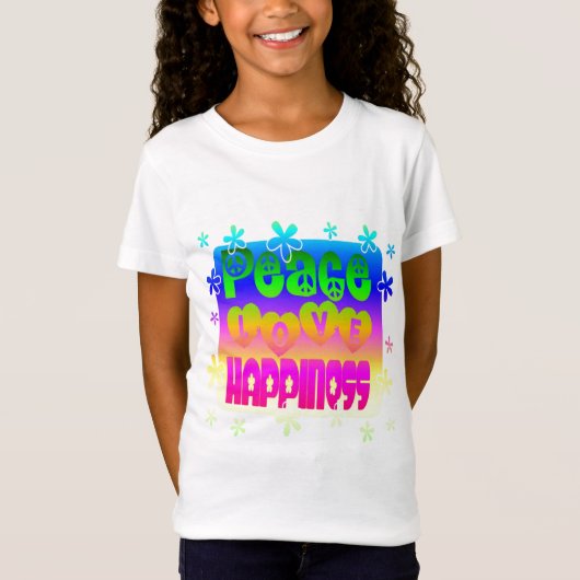 平和、愛、幸福のTシャツ Tシャツ (正面)