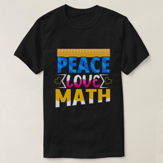 平和 愛 数学 愛好者 学生 教師 Tシャツ (デザイン正面)