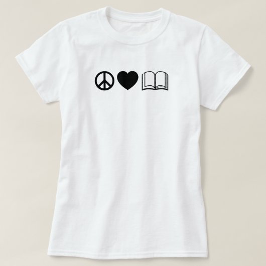 平和・愛・書籍Tシャツ Tシャツ (デザイン正面)