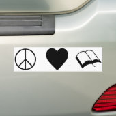 平和、愛、本または読書 バンパーステッカー (車上)