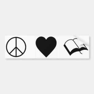 平和、愛、本または読書 バンパーステッカー