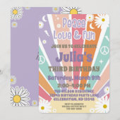 平和 愛 & 楽しみ グルーヴィー ヒッピーの太陽とデイジーガール 招待状 (正面/裏面)