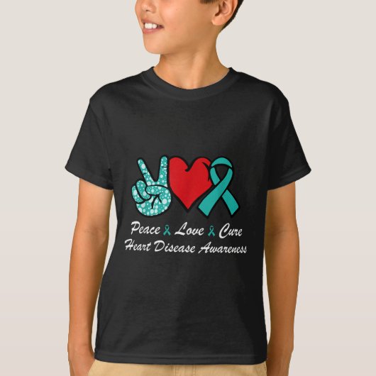 平和 愛 治癒 ハート 疾患啓発 CHD サポート Tシャツ (正面)
