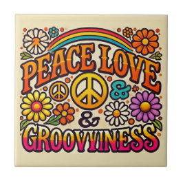 平和、愛、溝付きセラミックタイル タイル