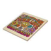 平和、愛、溝付きセラミックタイル タイル (側面)