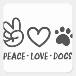 平和、愛、犬 スクエアシール