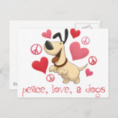 平和、愛、犬 ポストカード (正面/裏面)