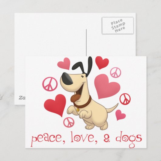 平和、愛、犬 ポストカード (正面/裏面)