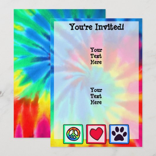 平和、愛、犬; 足跡 招待状 (正面/裏面)