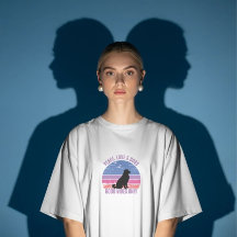 平和、愛、犬Tシャツ、レトロサンセットTシャツ