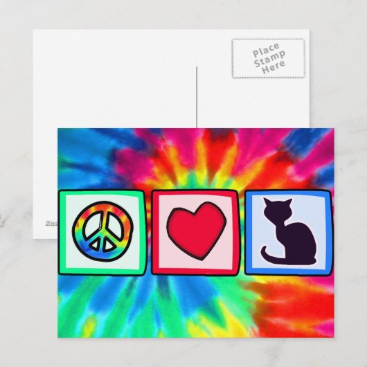 平和、愛、猫 ポストカード (正面/裏面)
