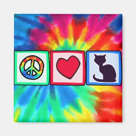 平和、愛、猫 マグネット (正面)