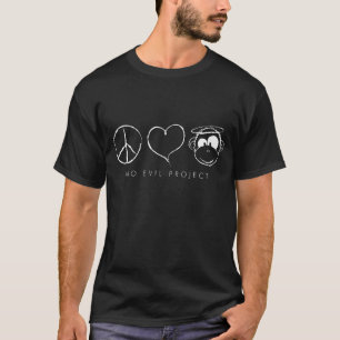 平和、愛、猿のシャツ-濃い Tシャツ