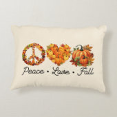 平和、愛、秋 – カボチャとコージー秋の雰囲気 アクセントクッション (裏面)