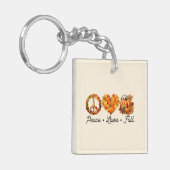 平和、愛、秋 – カボチャとコージー秋の雰囲気 キーホルダー (正面左)