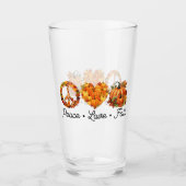 平和、愛、秋 – カボチャとコージー秋の雰囲気 タンブラーグラス (正面)