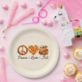 平和、愛、秋 – カボチャとコージー秋の雰囲気 ペーパープレート (パーティー)