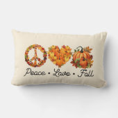 平和、愛、秋 – カボチャとコージー秋の雰囲気 ランバークッション (裏面)