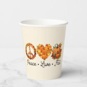 平和、愛、秋 – カボチャとコージー秋の雰囲気 紙コップ (裏面)