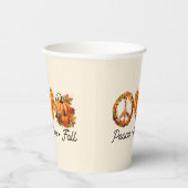 平和、愛、秋 – カボチャとコージー秋の雰囲気 紙コップ (右)