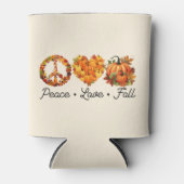 平和、愛、秋 – カボチャとコージー秋の雰囲気 缶クーラー (正面)