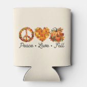平和、愛、秋 – カボチャとコージー秋の雰囲気 缶クーラー (裏面)