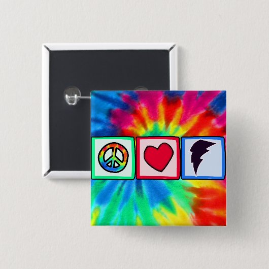 平和、愛、稲妻 缶バッジ (正面&裏面)