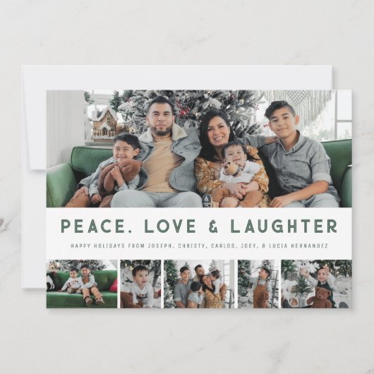 平和、愛、笑い数々ののホリデーカード シーズンカード (正面)