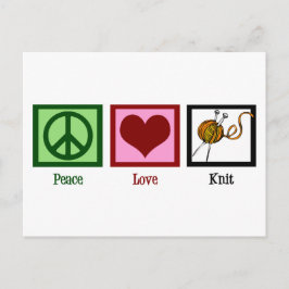 平和 愛 & 編み物 ポストカード