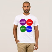 平和。 愛。 自由。 オバマ。 連合ワイシャツ Tシャツ (正面フル)
