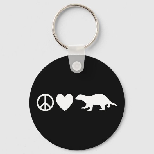 平和、愛、蜂蜜のバッジ キーホルダー (正面)