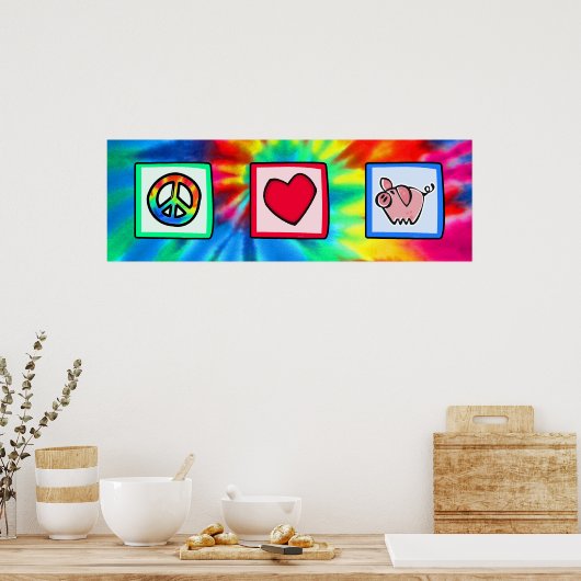 平和、愛、豚 ポスター (キッチン)