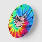 平和、愛、豚 ラウンド壁時計 (傾斜)