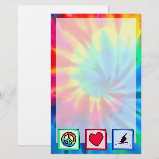 平和、愛、雪のスキー 便箋 (正面/裏面)